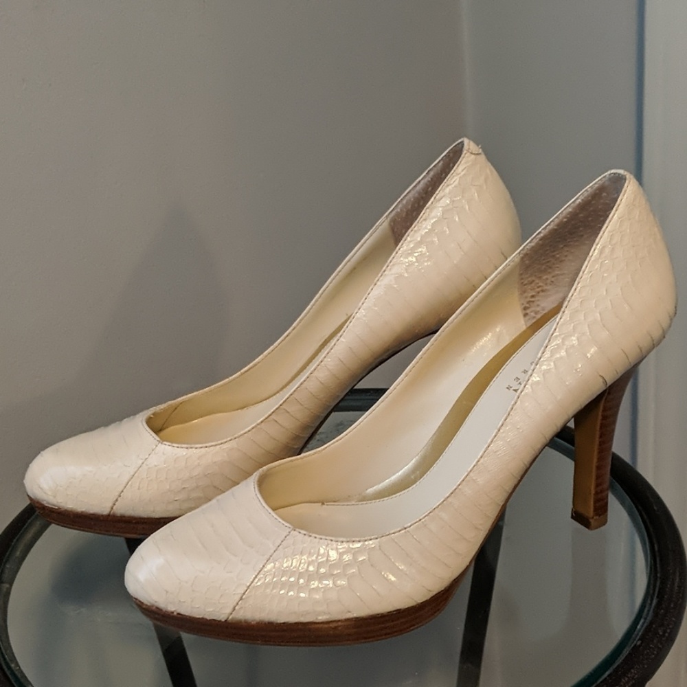 Ralph Lauren cream snakeskin heels